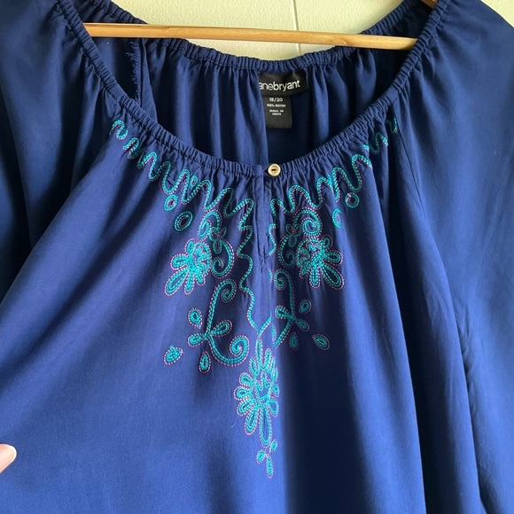 Lane Bryant Royal Blue Embroidered Boho Peasant Beach Tunic Dress Top Sz… - Picture 6 of 6